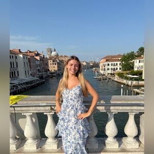 Floral Blue and White Women's Dress